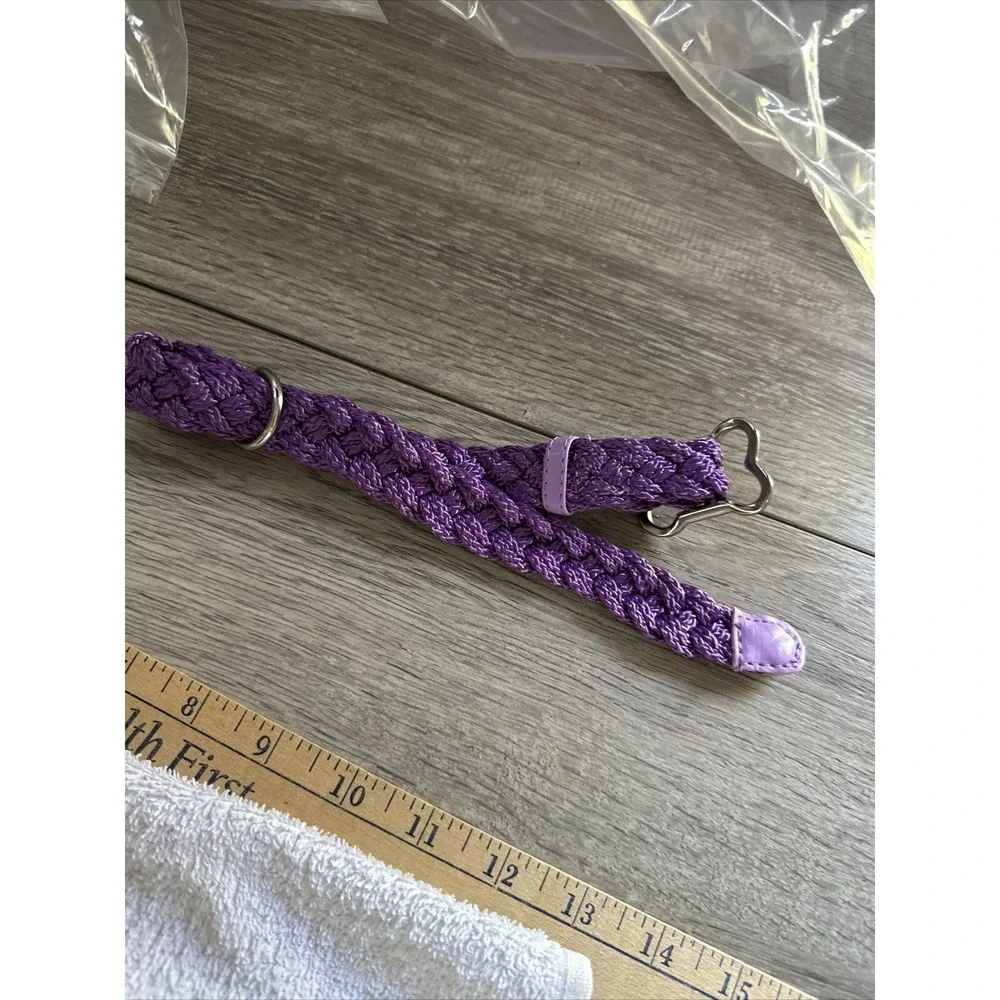 Purple Braided Cord Belt with Lavender Dog Bone Buckle‎ Skinny Novelty Accessory